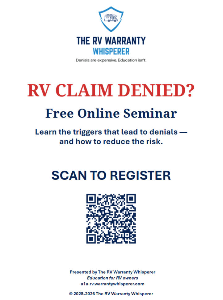 The RV Warranty Whisperer Flyer